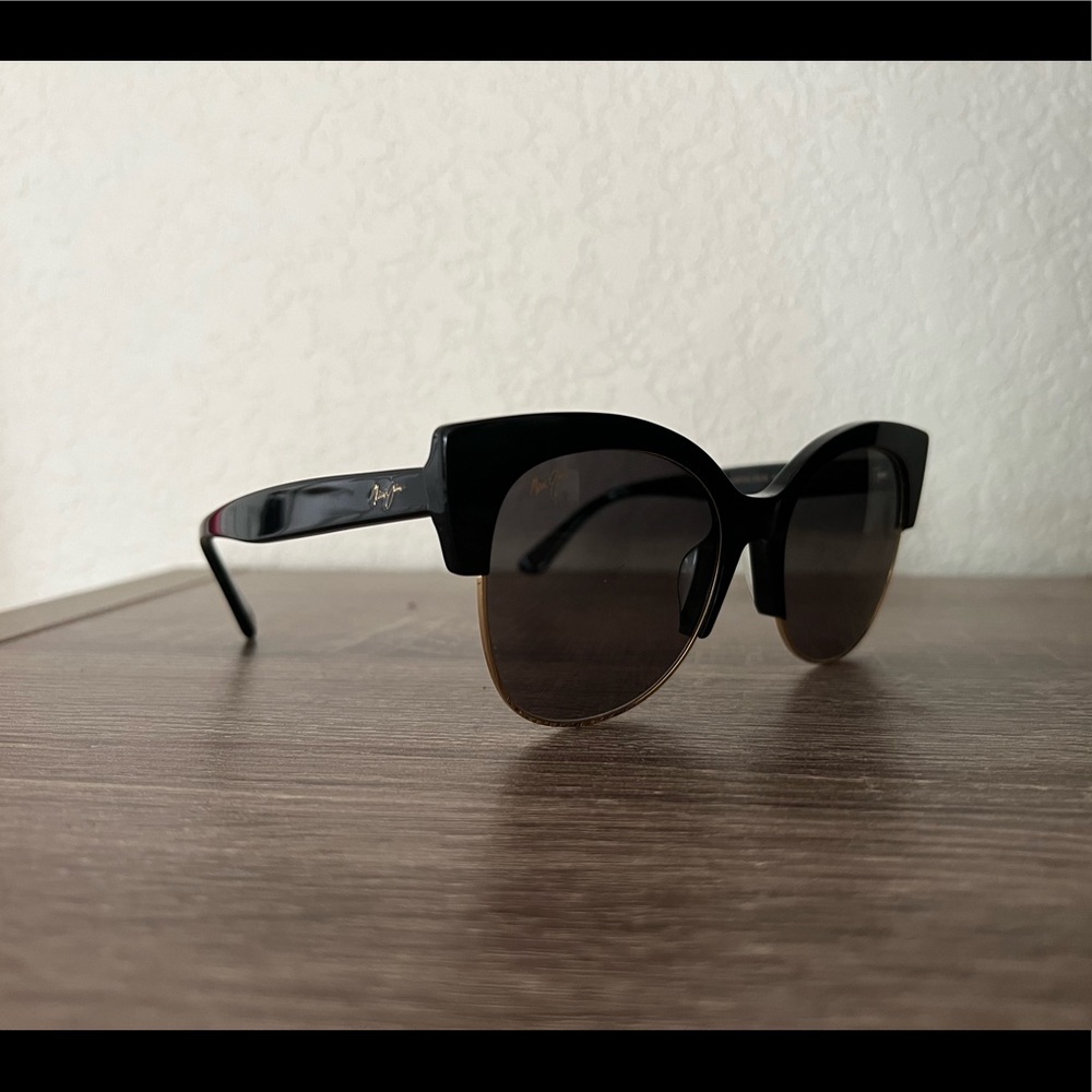 Maui Jim Mariposa sunglasses, black with gold trim.